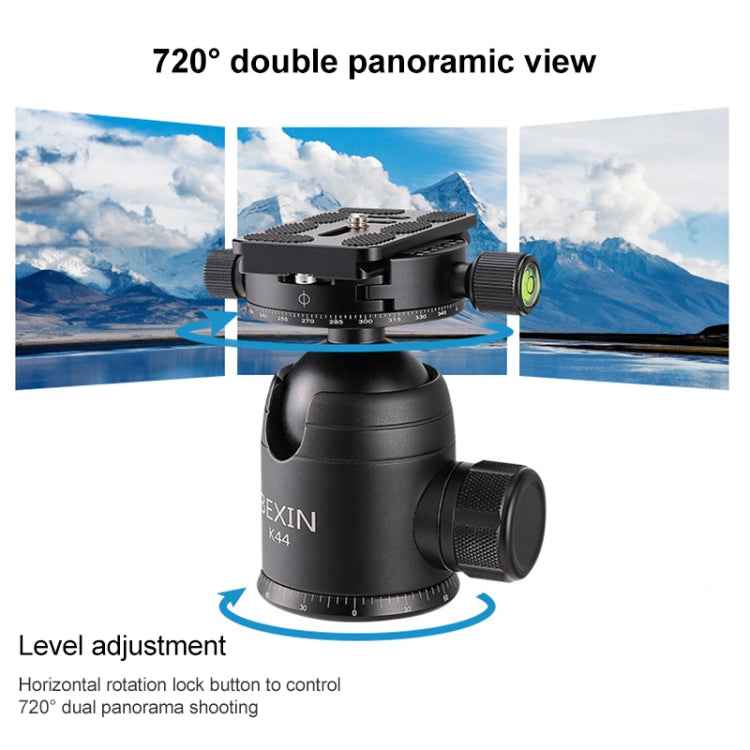 BEXIN RC294 Portable Collapsible Carbon Fiber Camera Tripod with K44 Panoramic BallHead