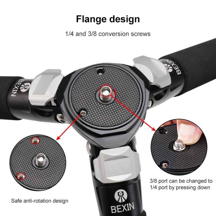 BEXIN RC334 Portable Collapsible Carbon Fiber Camera Tripod with K44 Panoramic BallHead