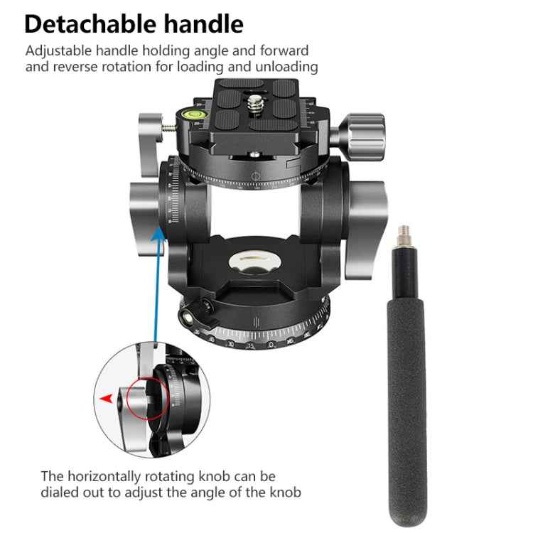 BEXIN DT-02S/S 2D 360 Degree Panorama Heavy Duty Tripod Action Fluid Drag Head with Quick Release Plate