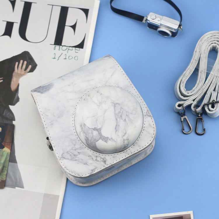 For FUJIFILM instax mini 11 / 9 / 8 Marble Full Body Leather Case Camera Bag with Strap