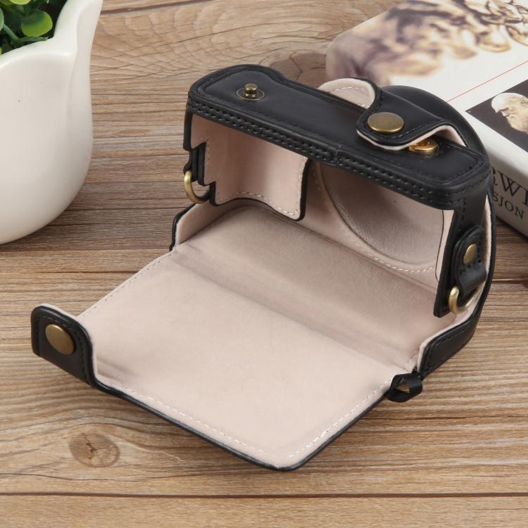 For Sony ZV-1F Vlog Camera Full Body Leather Camera Case Bag with Strap