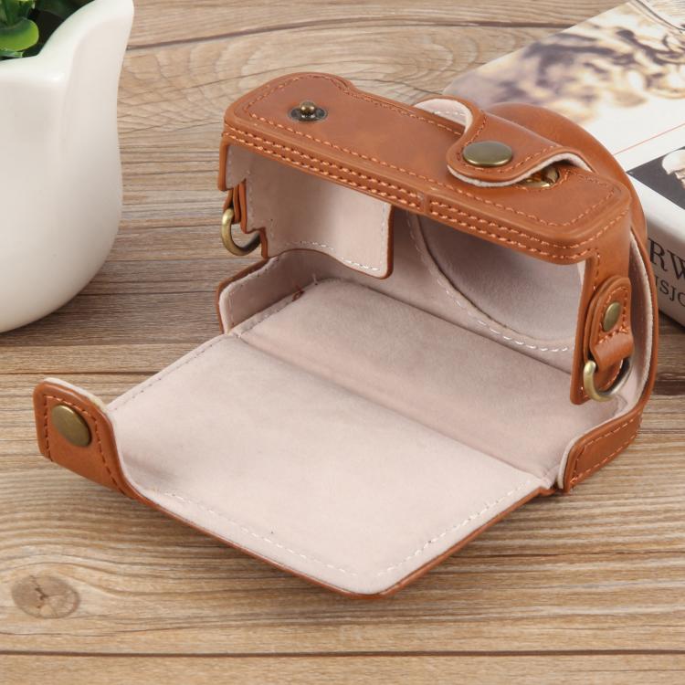 For Sony ZV-1F Vlog Camera Full Body Leather Camera Case Bag with Strap, For Sony ZV-1F