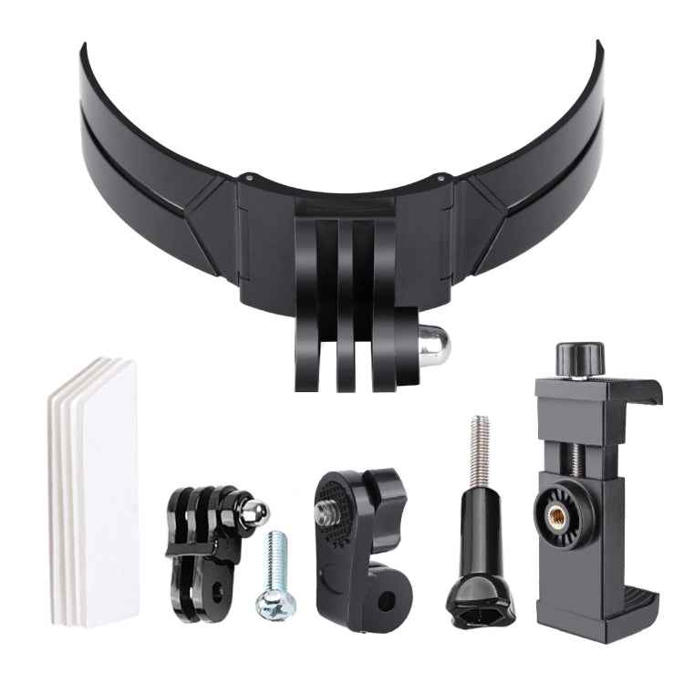 Foldable Bending Action Camera Phone Helmet Mount Kit with J-Hook Buckle & Rotation Phone Clamp & Adapter