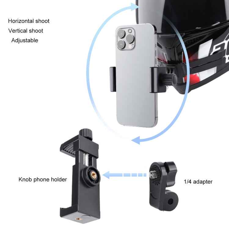 Foldable Bending Action Camera Phone Helmet Mount Kit with J-Hook Buckle & Rotation Phone Clamp & Adapter