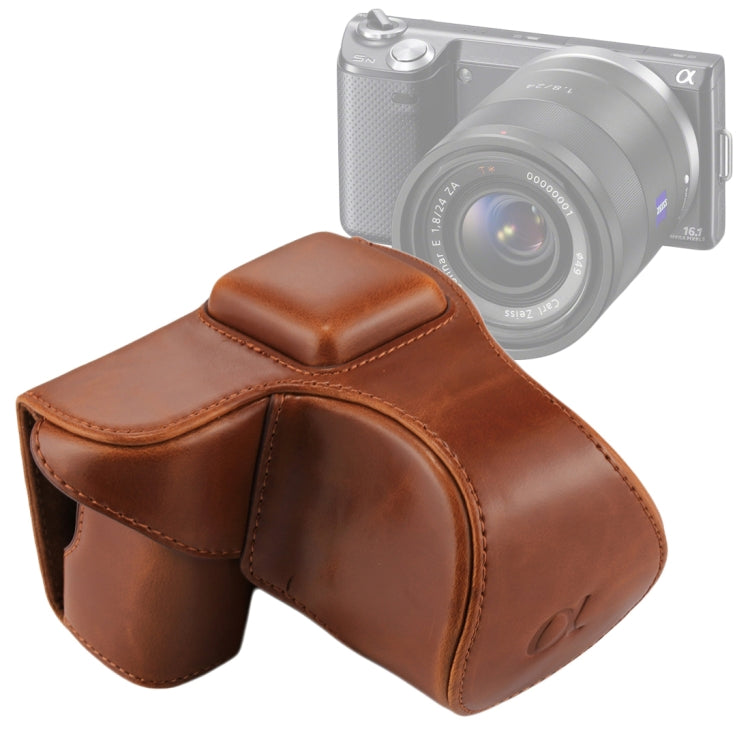 Full Body Camera PU Leather Case Bag with Strap for Sony NEX 5N / 5R / 5T (16-50mm / 18-55mm Lens)