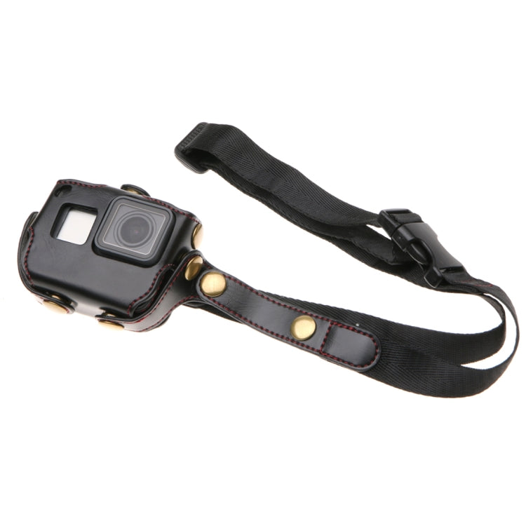 For GoPro HERO7 Black /6 /5 PU Leather Housing Case with Neck Strap & Buttons, PU Leather (Brown), PU Leather (Coffee), PU Leather (Black)