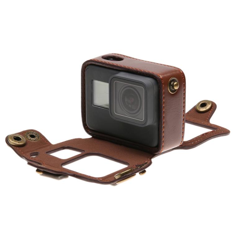 For GoPro HERO7 Black /6 /5 PU Leather Housing Case with Neck Strap & Buttons, PU Leather (Brown), PU Leather (Coffee), PU Leather (Black)