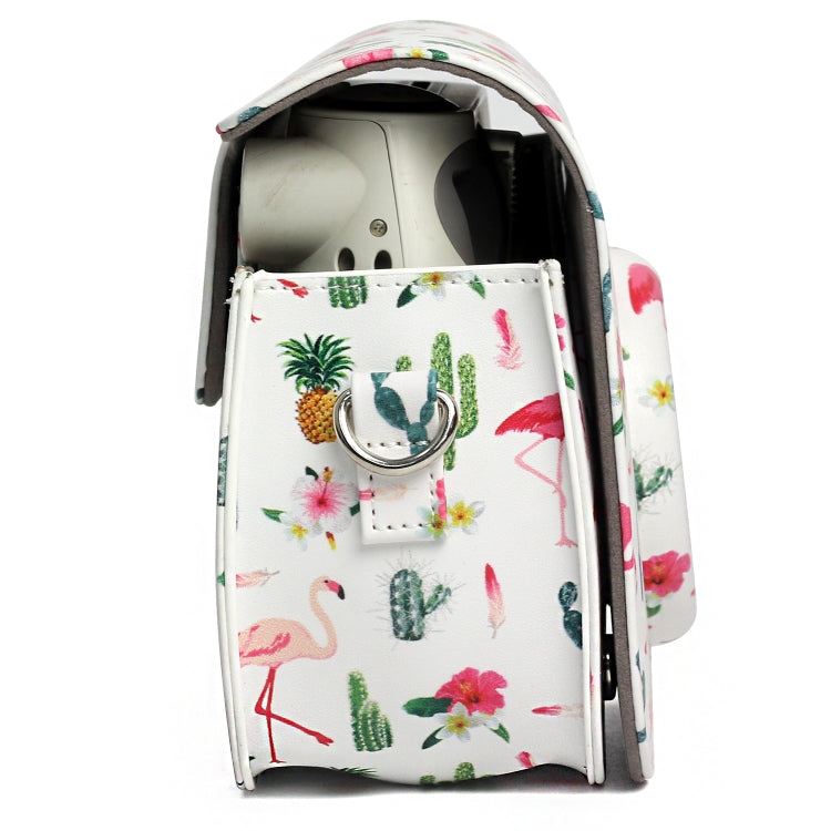 Flamingo Cactus Pattern PU Leather Protective Camera Case Bag For FUJIFILM Instax Mini 7S / 7C Camera, Flamingo Cactus