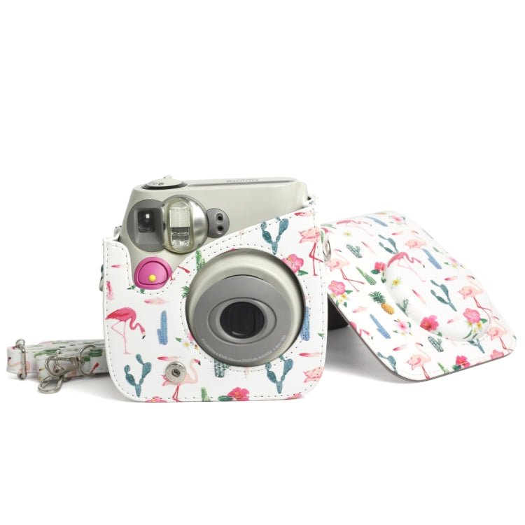 Flamingo Cactus Pattern PU Leather Protective Camera Case Bag For FUJIFILM Instax Mini 7S / 7C Camera, Flamingo Cactus