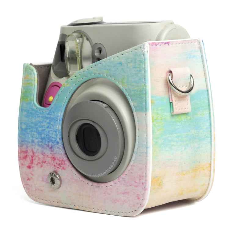 Rainbow Oil painting Pattern PU Leather Protective Camera Case Bag For FUJIFILM Instax Mini 7S / 7C Camera