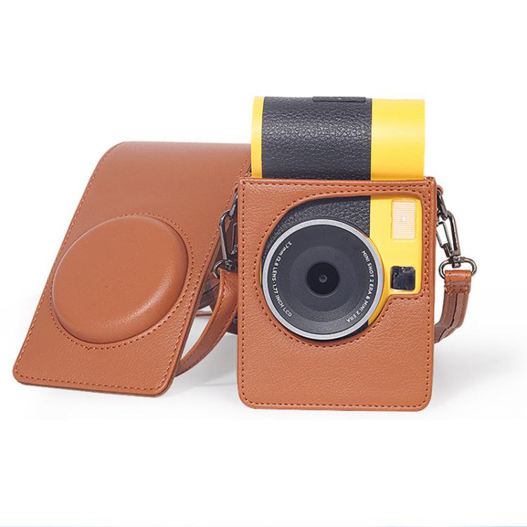 Vertical Full Body Camera Vegan Leather Case Bag with Strap For Kodak MiniShot2 Era MS200, For Kodak MINI SHOT 2 ERA MS200