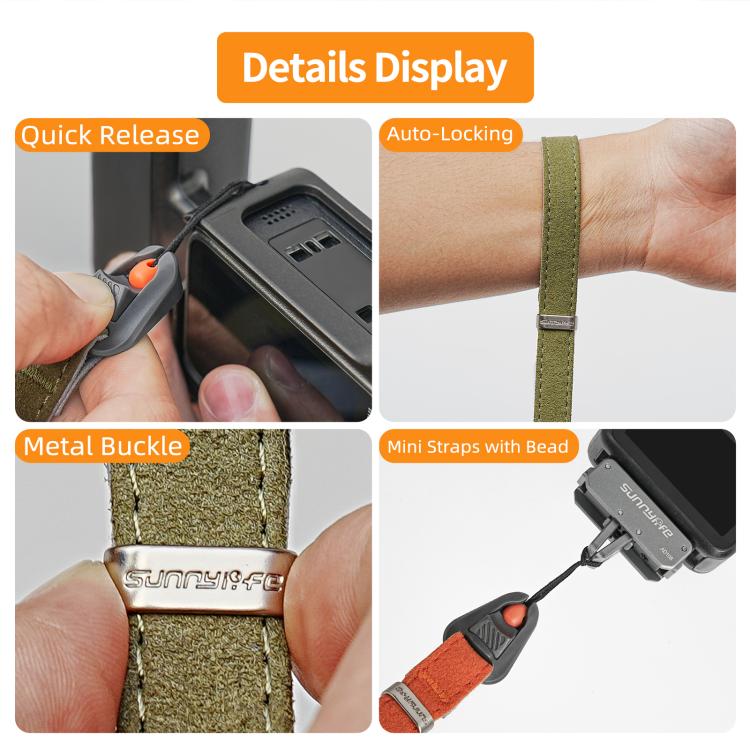 Sunnylife Universal Quick-Release Wrist Strap Adjustable Wrist Lanyard Soft Safe Rope for Action Camera