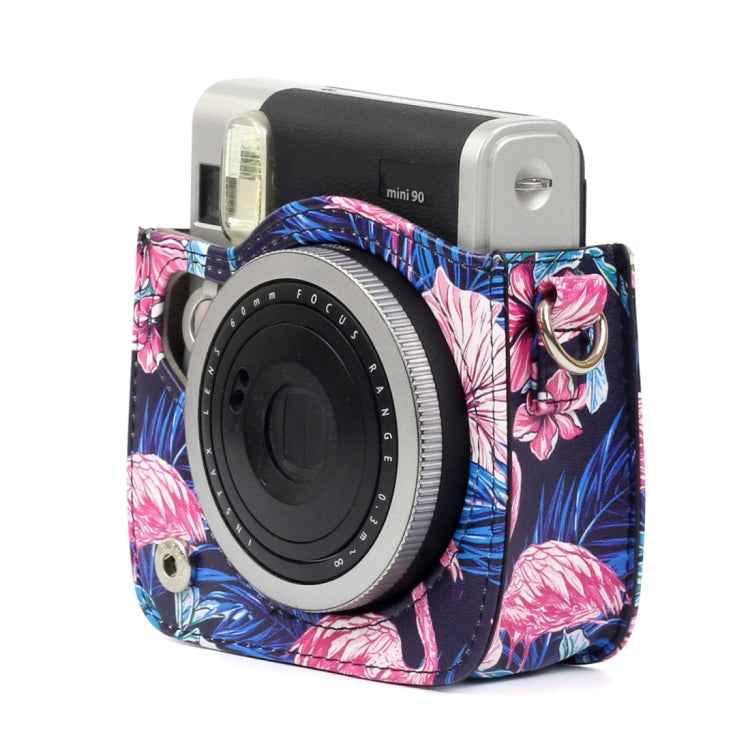 Flamingo Pattern PU Leather Protective Camera Case Bag For FUJIFILM Instax Mini90 Camera