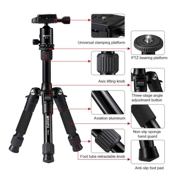 TRIOPO T226 Adjustable Portable Aluminum Alloy Tripod with D-0 Ball Head for SLR Camera