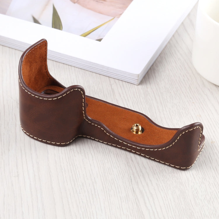 1/4 inch Thread PU Leather Camera Half Case Base for Sony A6400 / ILCE-A6400