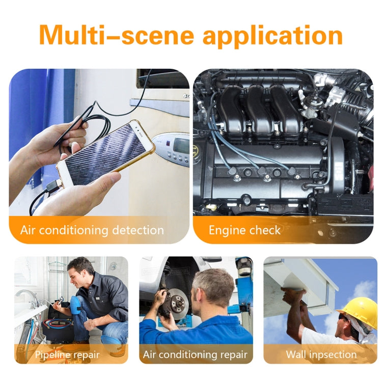 Y101 8mm Spiral Head 3 In 1 Waterproof Digital Endoscope Inspection Camera, Length: 2m Hard Cable