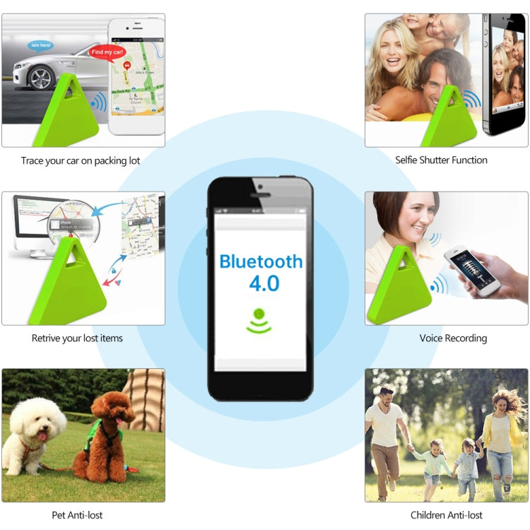 HCX003 Triangle Two-way Smart Bluetooth Anti-lost Keychain Finder, HCX003 Pink, HCX003 Green, HCX003 White, HCX003 Black