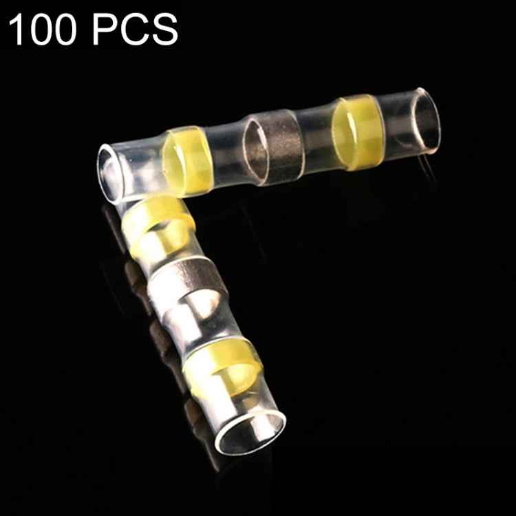 100 PCS AWG12-10 4-6mm Seal Heat Shrink Butt Wire Connectors Yellow Terminals Solder Sleeve