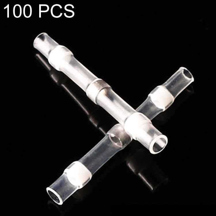 100 PCS AWG26-24 0.25-0.34mm Seal Heat Shrink Butt Wire Connectors White Terminals Solder Sleeve