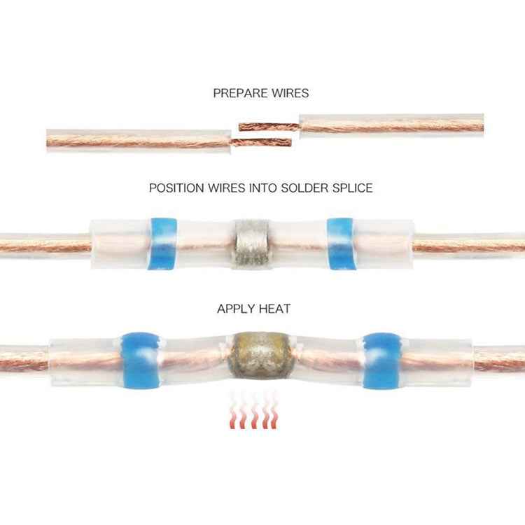 100 PCS AWG26-24 0.25-0.34mm Seal Heat Shrink Butt Wire Connectors White Terminals Solder Sleeve