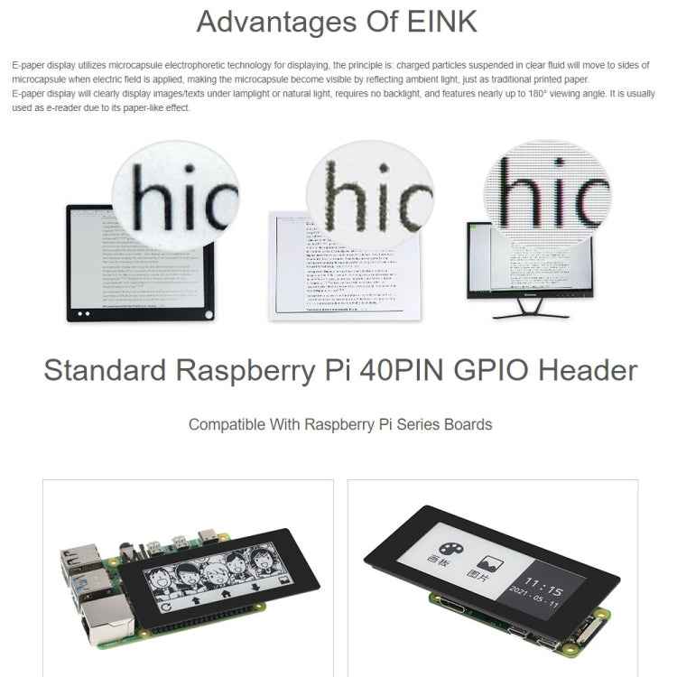 Waveshare 2.9 inch 296 x 128 Pixel 5-Points Capacitive Touch Black / White E-Paper E-Ink Display HAT for Raspberry Pi Pico, SPI Interface