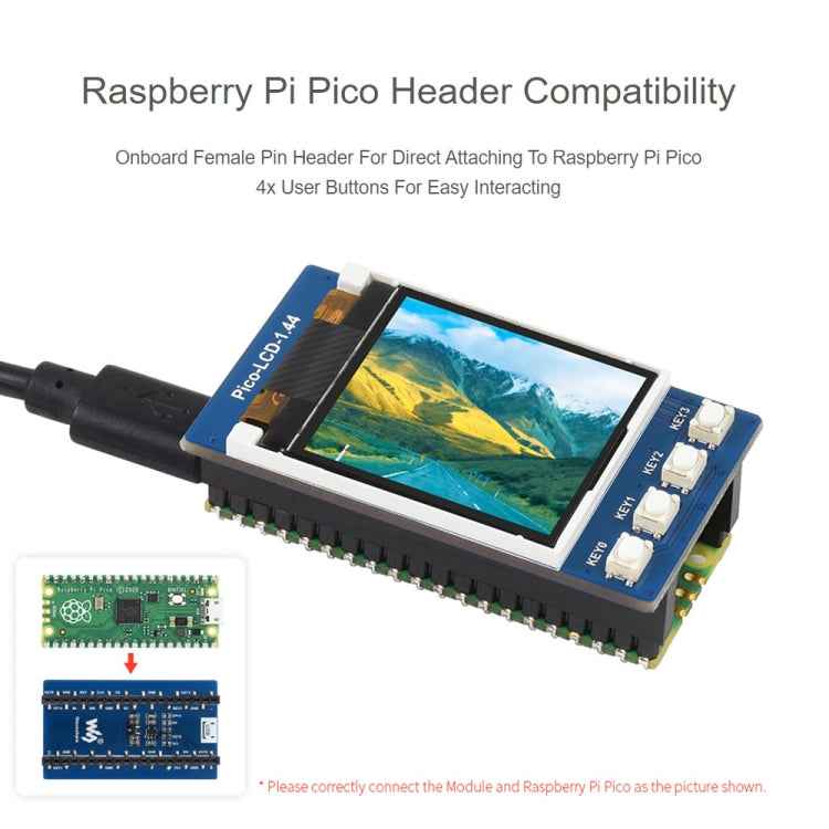 WAVESHARE 1.44 inch LCD 65K Colors 128 x 128 Display Module for Raspberry Pi Pico, SPI Interface