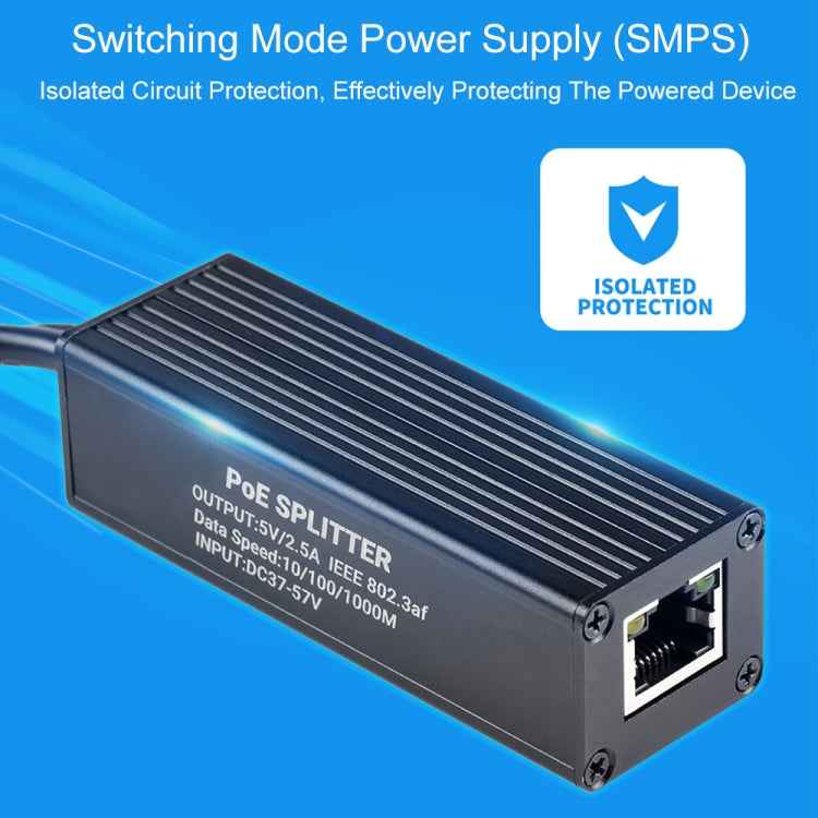 Waveshare Metal Case Gigabit PoE Splitter, 5V 2.5A Type-C Out