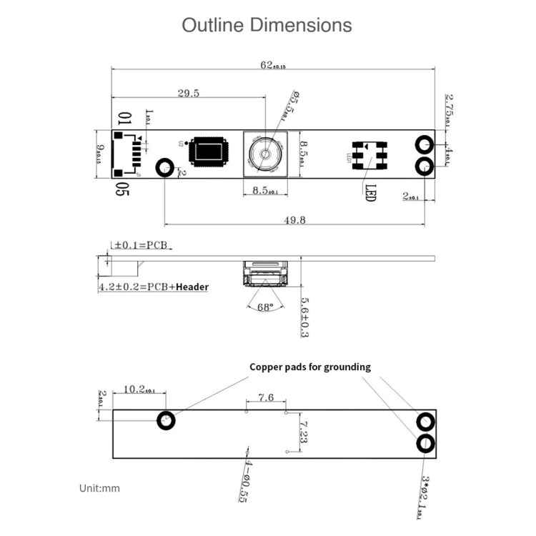 Waveshare OV5640 AF 5MP USB Camera Module, Support 1080P Video Recording