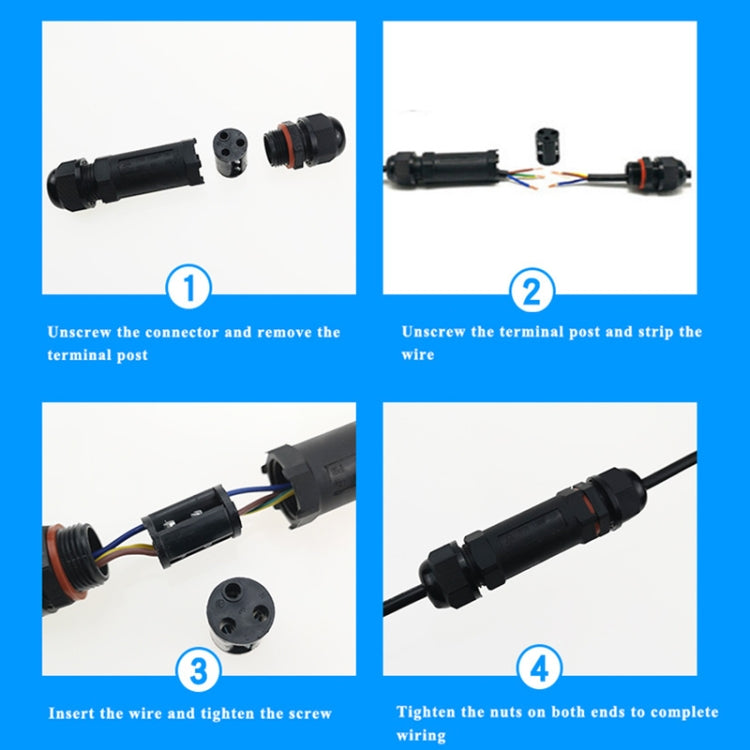 XYS20 IP68 Waterproof 3 Pin Straight Cable Connector, XYS20