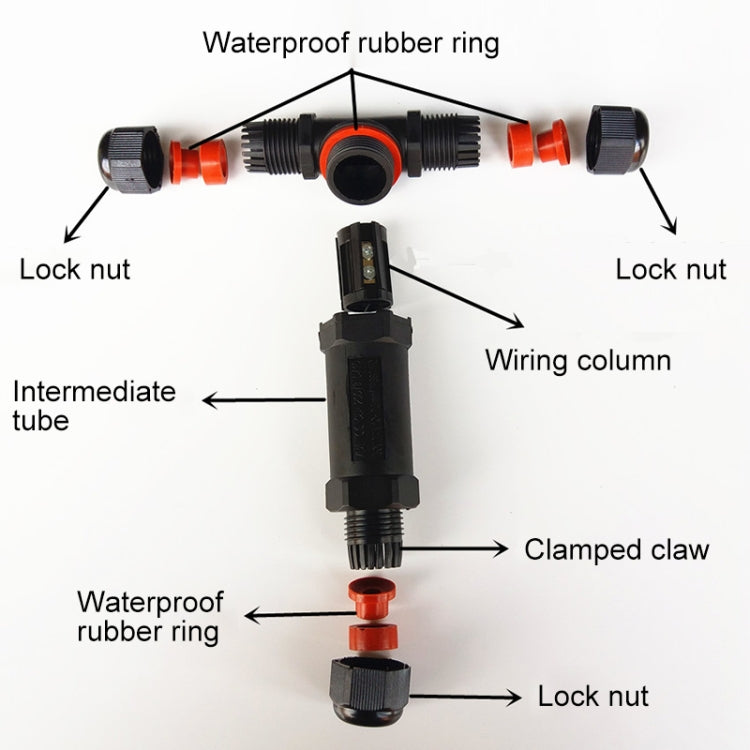 XY25 IP68 Waterproof 3 Pin T-type Cable Connector, XY25(T3)