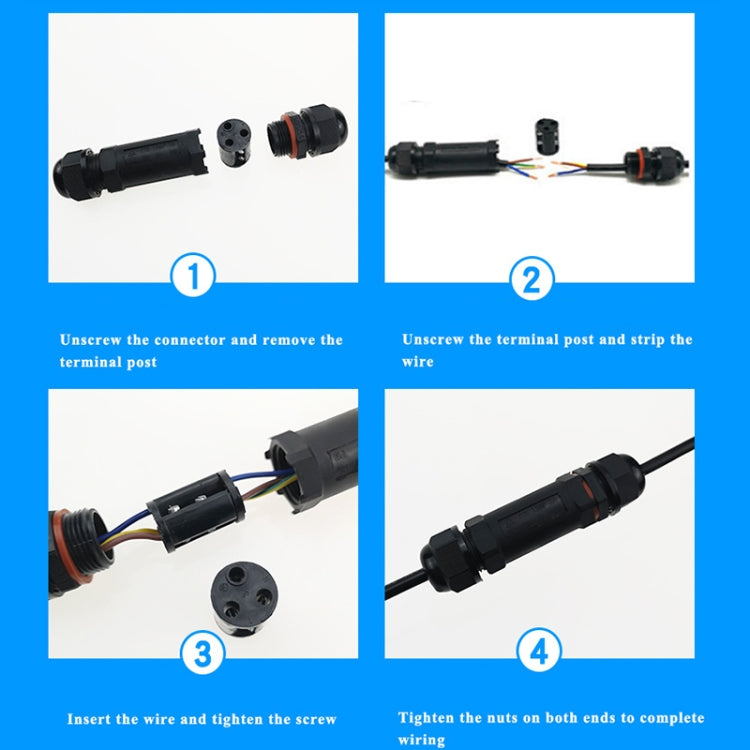 XY20 IP68 Waterproof 3 Pin Straight Cable Connector, XY20