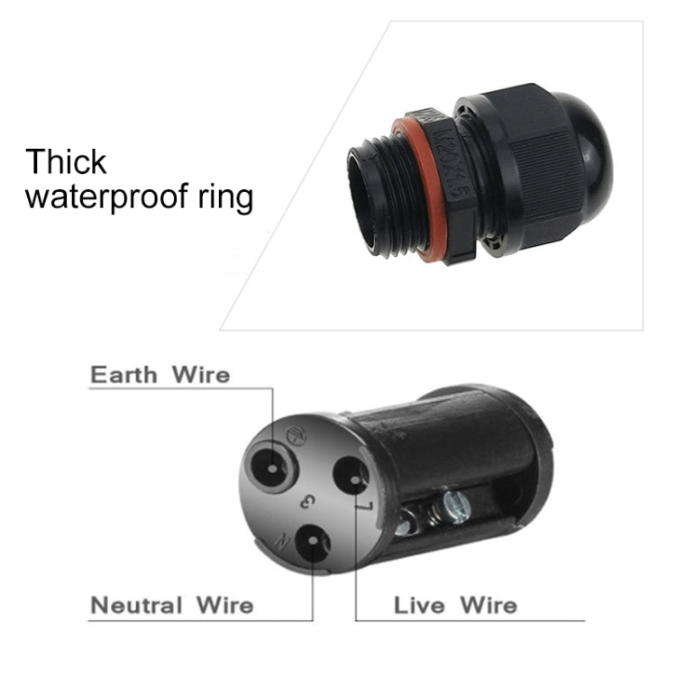 XY20 IP68 Waterproof 3 Pin Straight Cable Connector, XY20