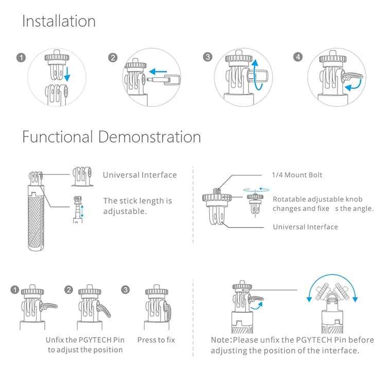 PGYTECH P-GM-117 Action Camera Tripod Extension Selfie Stick for DJI Osmo Action
