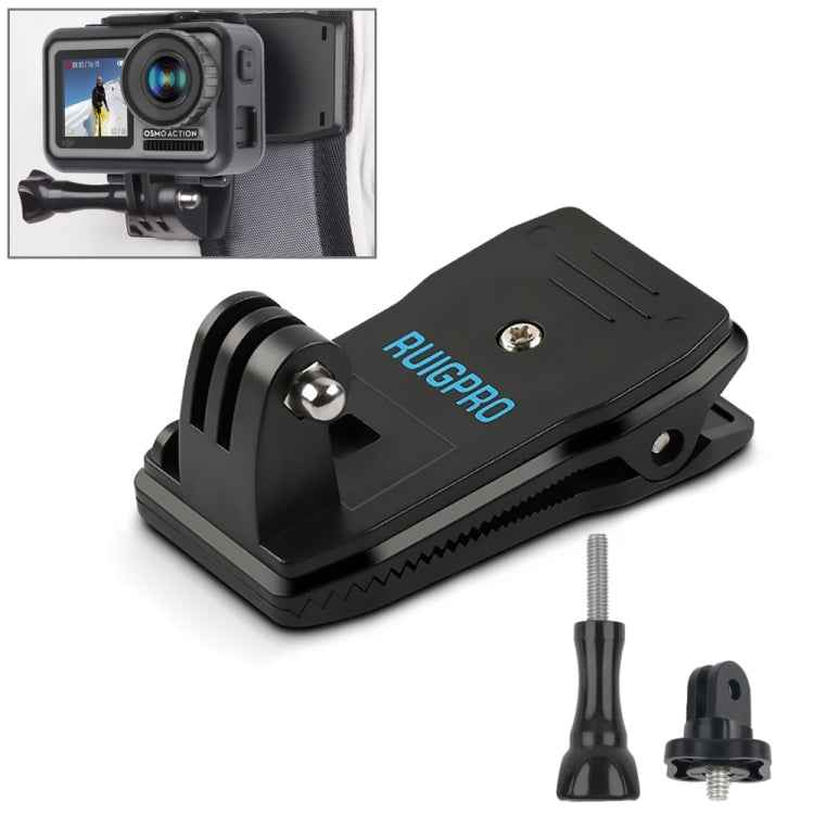 RUIGPRO 360 Degree Rotation Backpack Rec-Mounts Clip Clamp Mount with Screw for GoPro, Insta360, DJI and Other Action Cameras