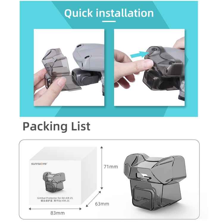 Sunnylife A2S-Q9351 Gimbal Camera Lens Protective Hood Sunshade Cover for DJI Air 2S Drone