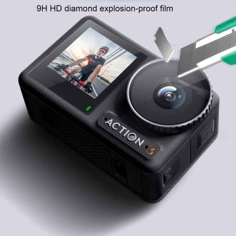 For DJI Osmo Action 3 3-in-1 Lens Front and Back Screen Diamond Explosion-proof Film