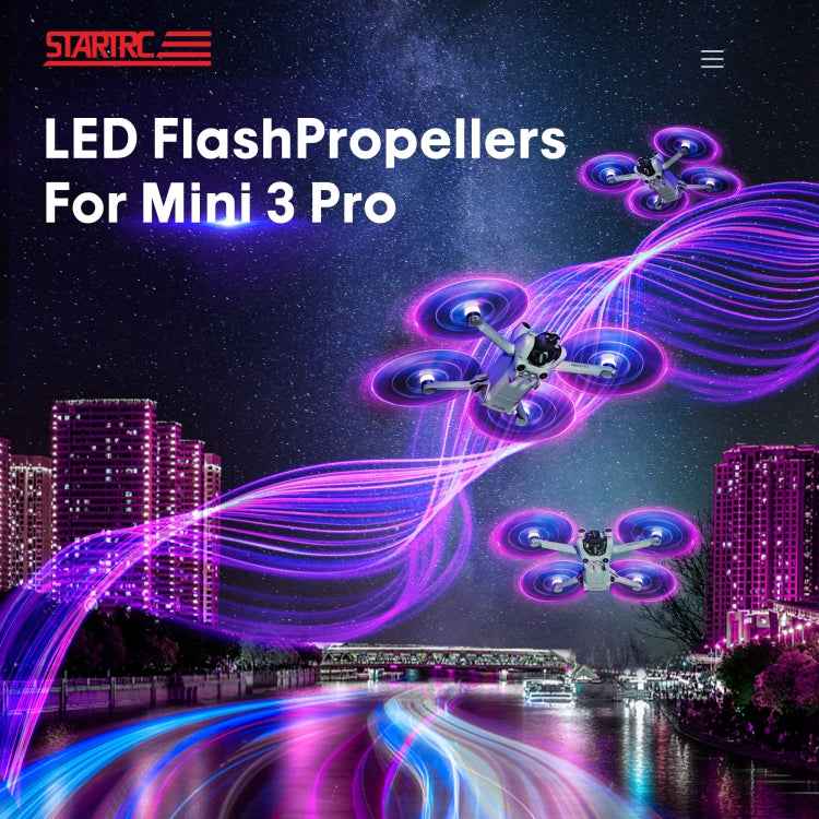For DJI Mini 4 Pro / Mavic Mini 3 Pro STARTRC 2 Pairs Color LED Flash Lamp Low Noise Propellers