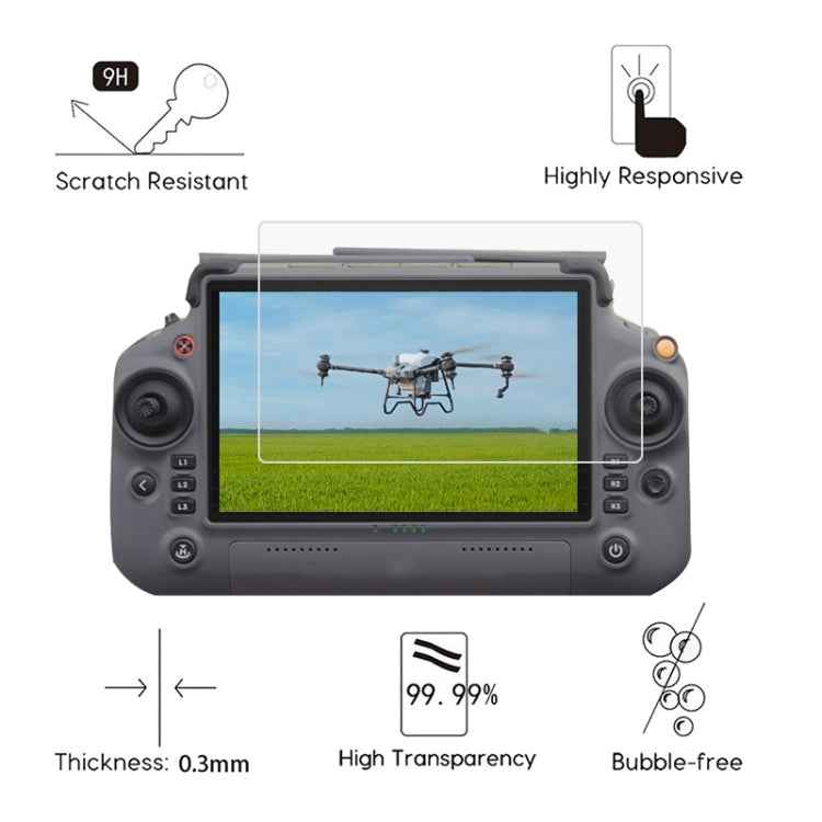 For DJI T40 Remote Control Explosion-proof Tempered Glass Drone RC Screen Film