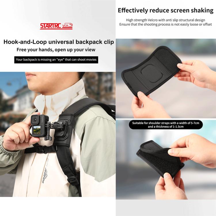 STARTRC Hook And Loop Fastener Universal Backpack Clip Mount, Backpack Clip