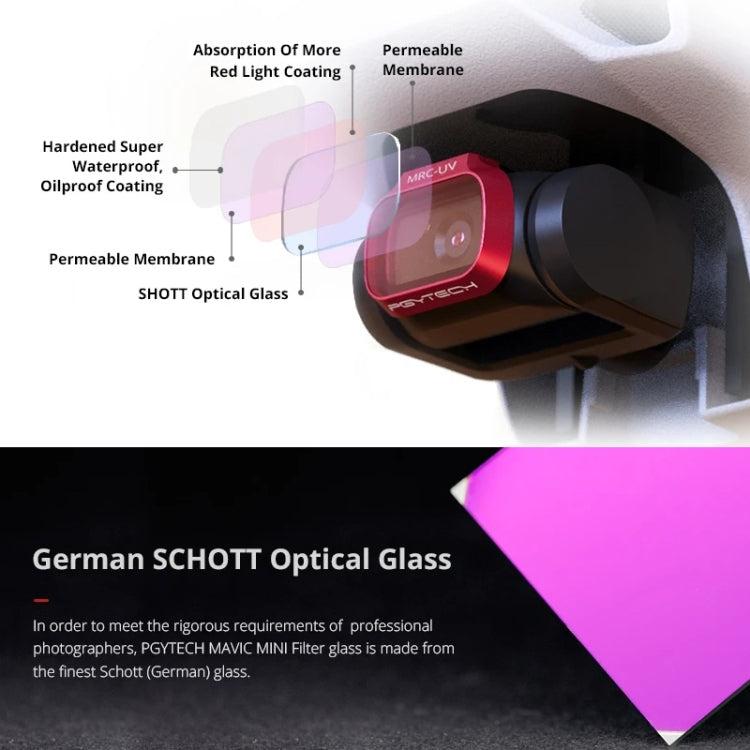 4 PCS PGYTECH P-12A-019 ND8 / 16 / 32 / 64 Dimming Lens Filter Set for DJI Mavic Mini Drone Accessories