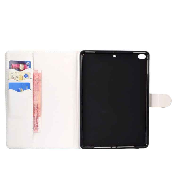 Colored Pattern Drawing Horizontal Flip PU Leather Case with Three-folding Holder & Sleep / Wake-up Function