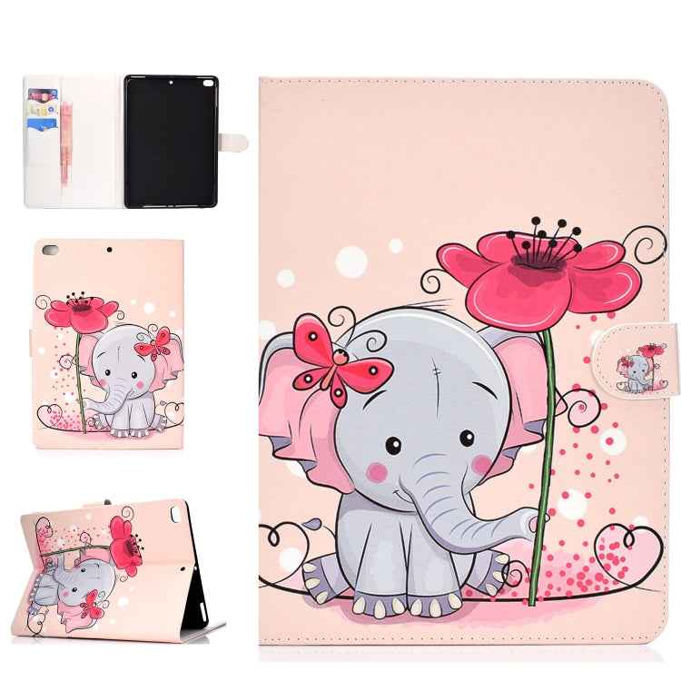 Colored Pattern Drawing Horizontal Flip PU Leather Case with Three-folding Holder & Sleep / Wake-up Function