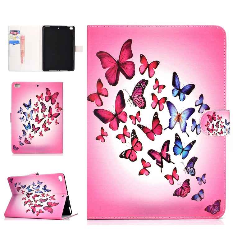 Colored Pattern Drawing Horizontal Flip PU Leather Case with Three-folding Holder & Sleep / Wake-up Function