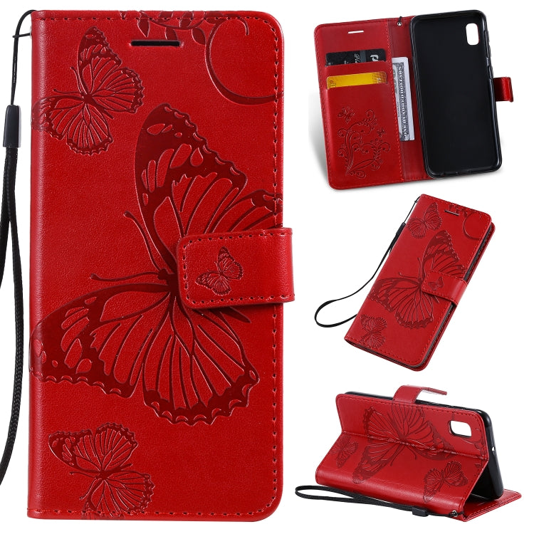 Pressed Printing Butterfly Pattern Horizontal Flip PU Leather Case with Holder & Card Slots & Wallet & Lanyard