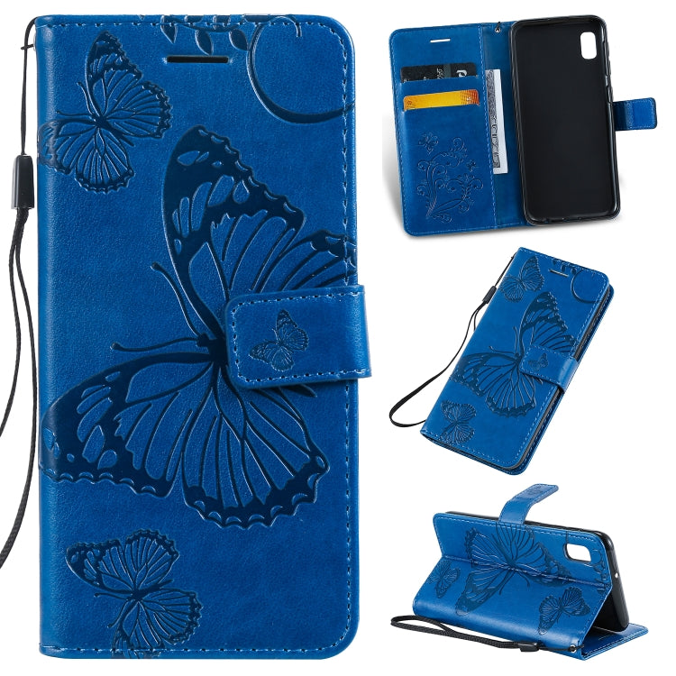 Pressed Printing Butterfly Pattern Horizontal Flip PU Leather Case with Holder & Card Slots & Wallet & Lanyard