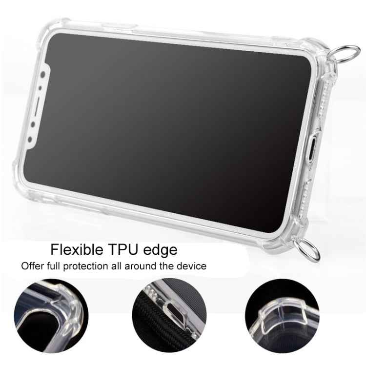 Four-Corner Anti-Fall Trasparent TPU Mobile Phone Case With Lanyard for iPhone