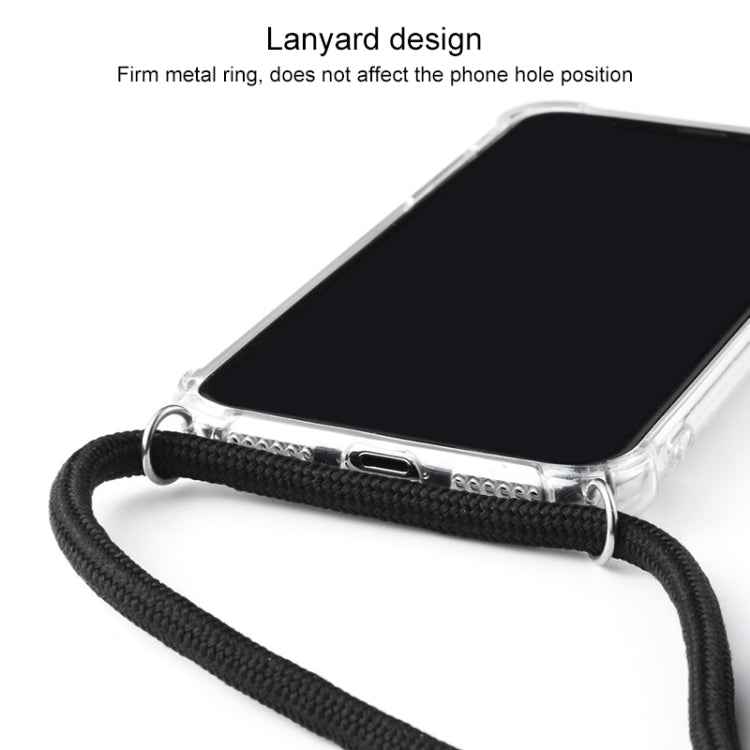 Four-Corner Anti-Fall Trasparent TPU Mobile Phone Case With Lanyard for iPhone