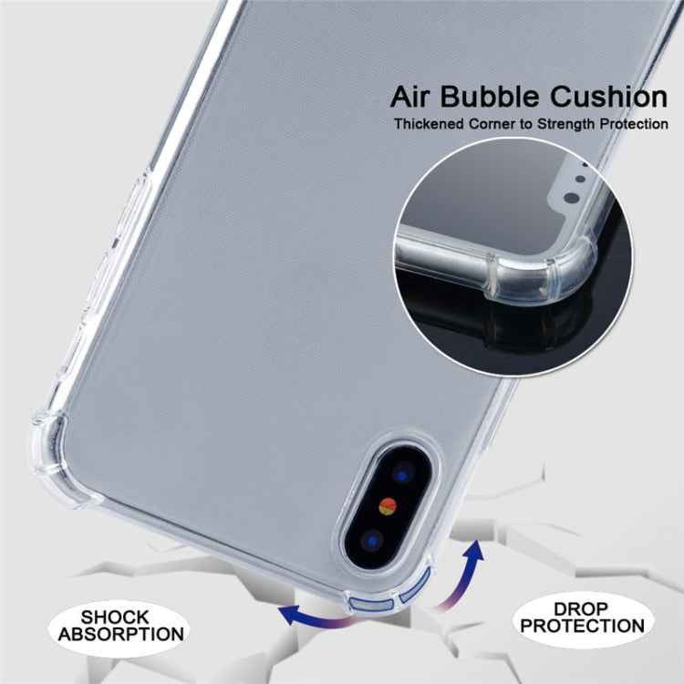 Four-Corner Anti-Fall Trasparent TPU Mobile Phone Case With Lanyard for iPhone