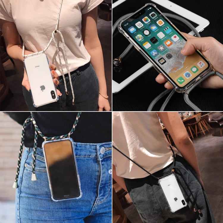 Four-Corner Anti-Fall Trasparent TPU Mobile Phone Case With Lanyard for iPhone