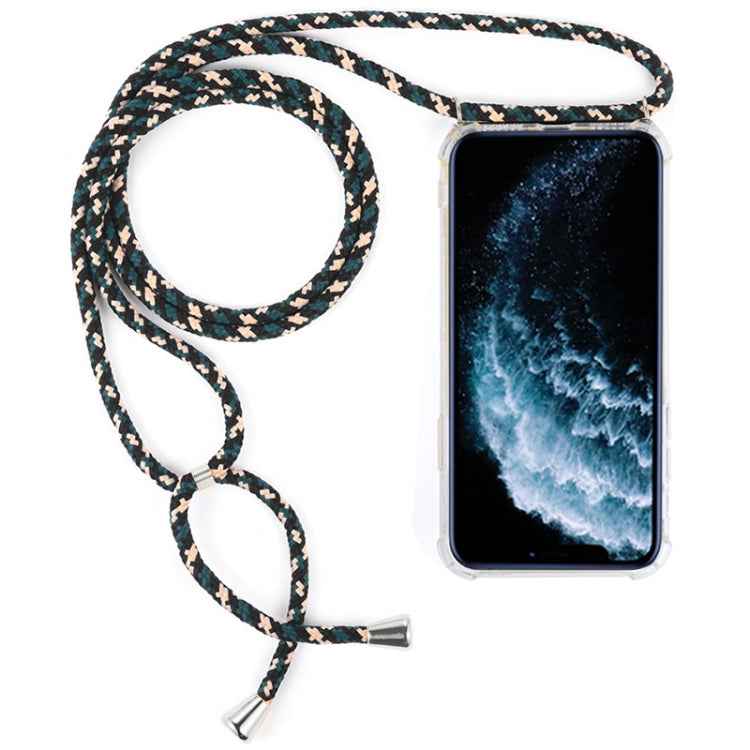 Four-Corner Anti-Fall Trasparent TPU Mobile Phone Case With Lanyard for iPhone